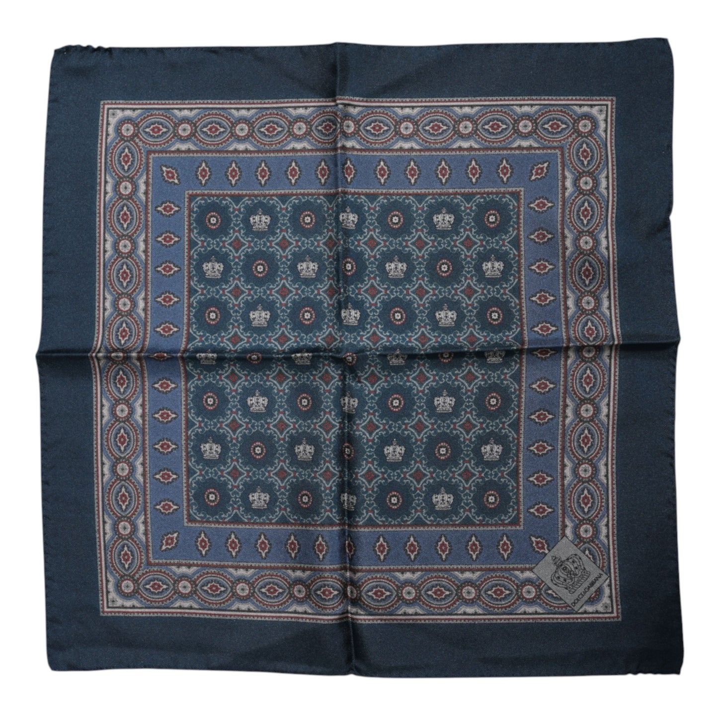 Dolce & Gabbana Blue Printed Silk Square Men Foulard Scarf