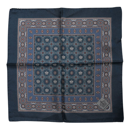Dolce & Gabbana Blue Printed Silk Square Men Foulard Scarf