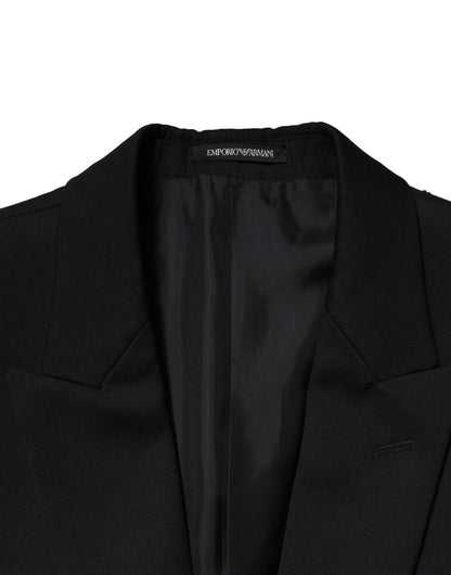 Emporio Armani Black Double Breasted Men Jacket Suit Blazer