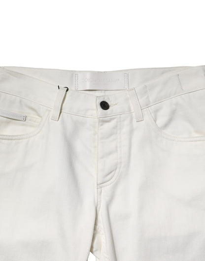Dolce & Gabbana White Cotton Skinny Men Denim Jeans