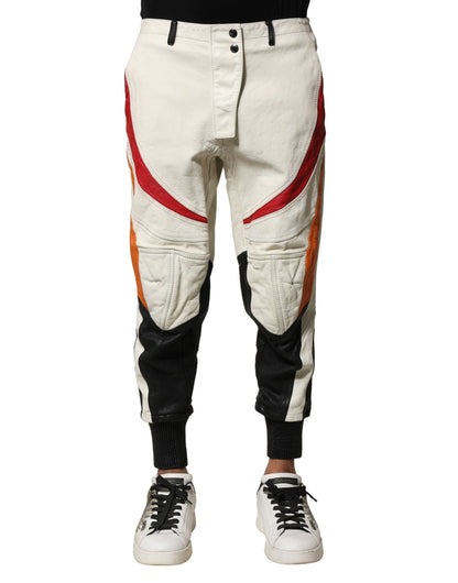 Dolce & Gabbana Multicolor Lambskin Tapered Men Pants