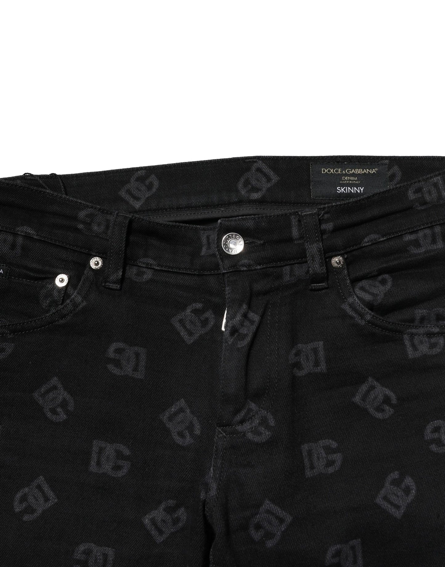 Dolce & Gabbana Black Cotton DG Logo Skinny Men Denim Jeans