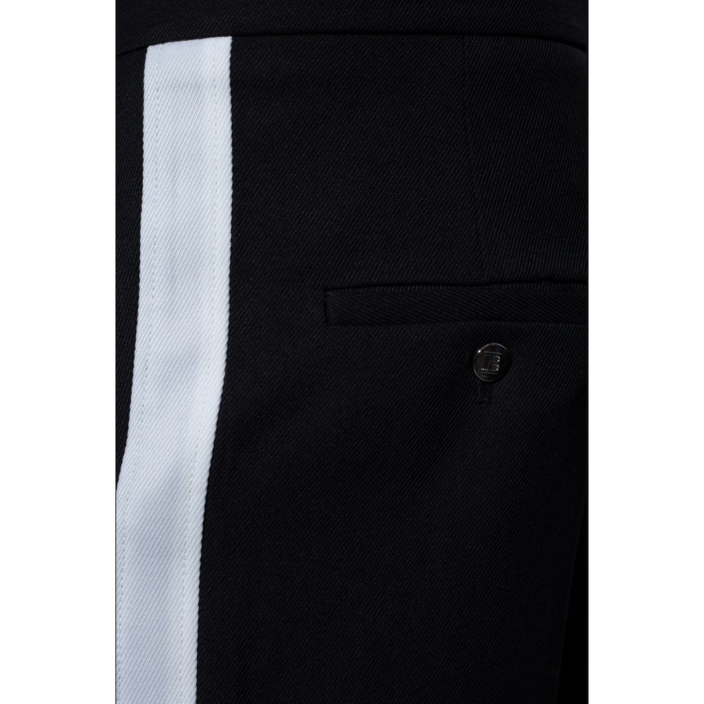 Balmain Black Cotton Men Trousers