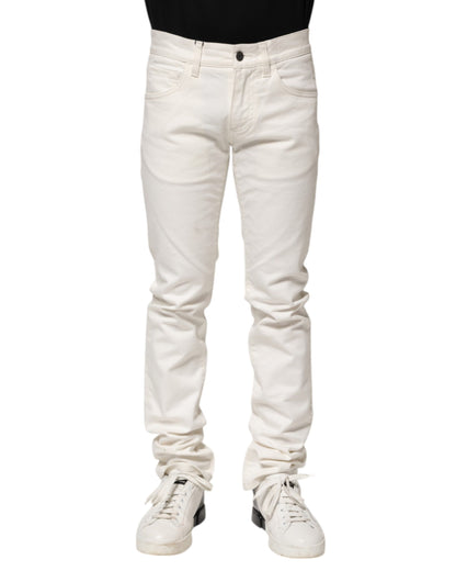 Dolce & Gabbana White Cotton Skinny Men Denim Jeans