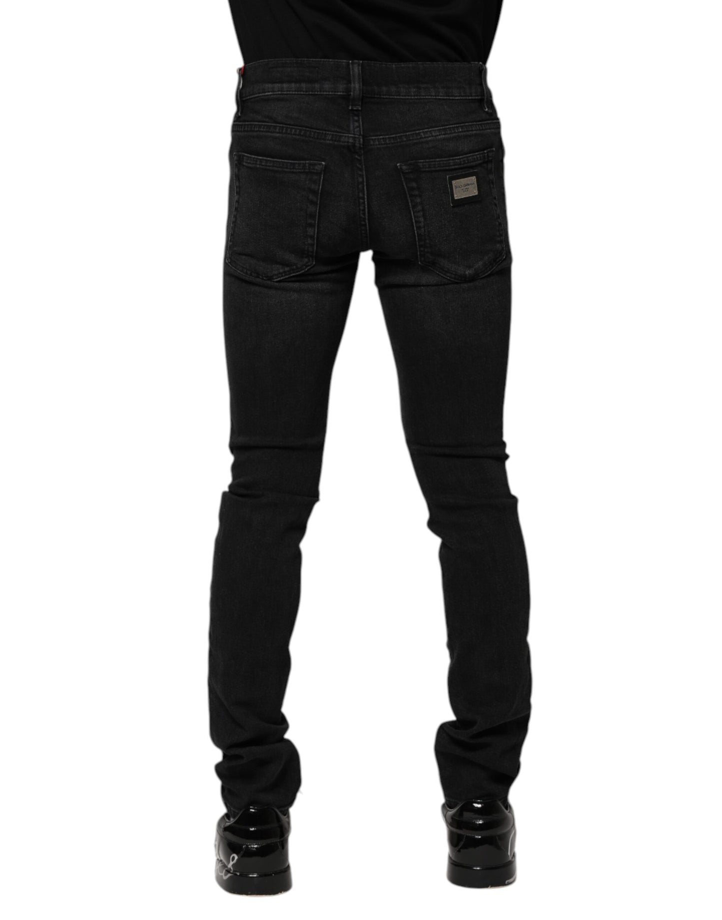 Dolce & Gabbana Black Cotton Skinny Men Denim Jeans