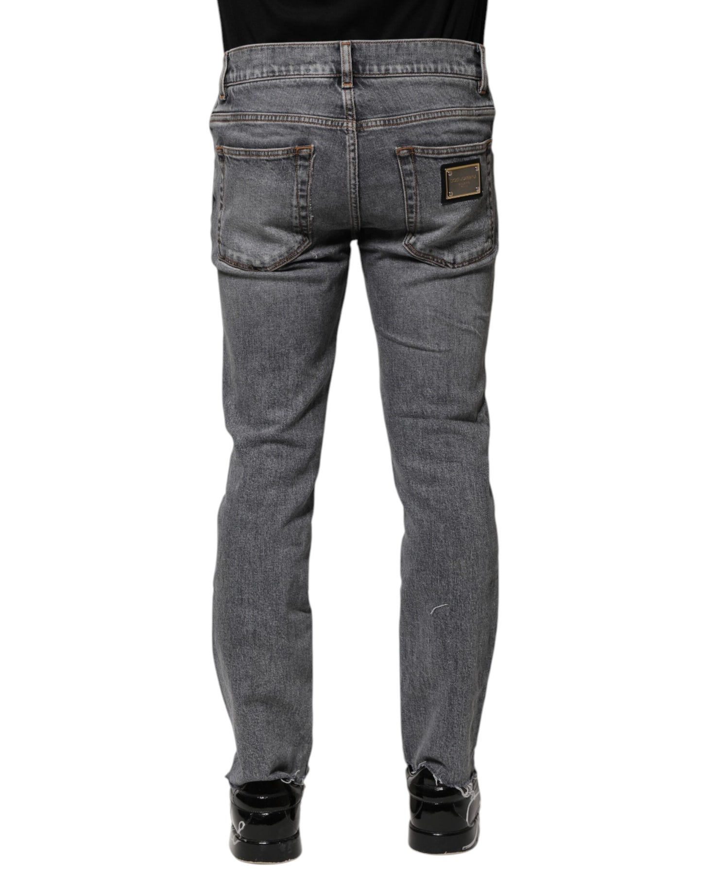 Dolce & Gabbana Gray Cotton Skinny Men Denim Jeans