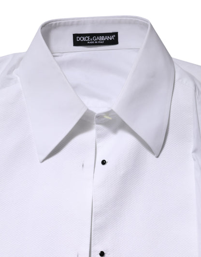 Dolce & Gabbana White Cotton Long Sleeves Collared Top Shirt