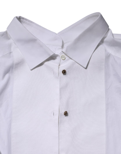 Dolce & Gabbana White Cotton Long Sleeves Formal Top Shirt