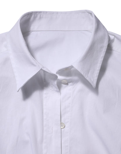 Dolce & Gabbana White Cotton Long Sleeves Collared Top Shirt