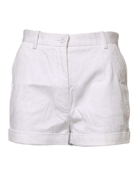 Dolce & Gabbana White Cotton Mid Waist Women Bermuda Shorts
