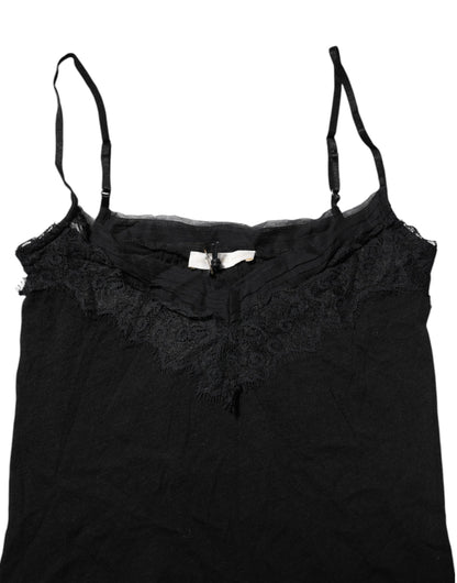 Scervino Street Black Wool Sleeveless Square Neck Tank Top