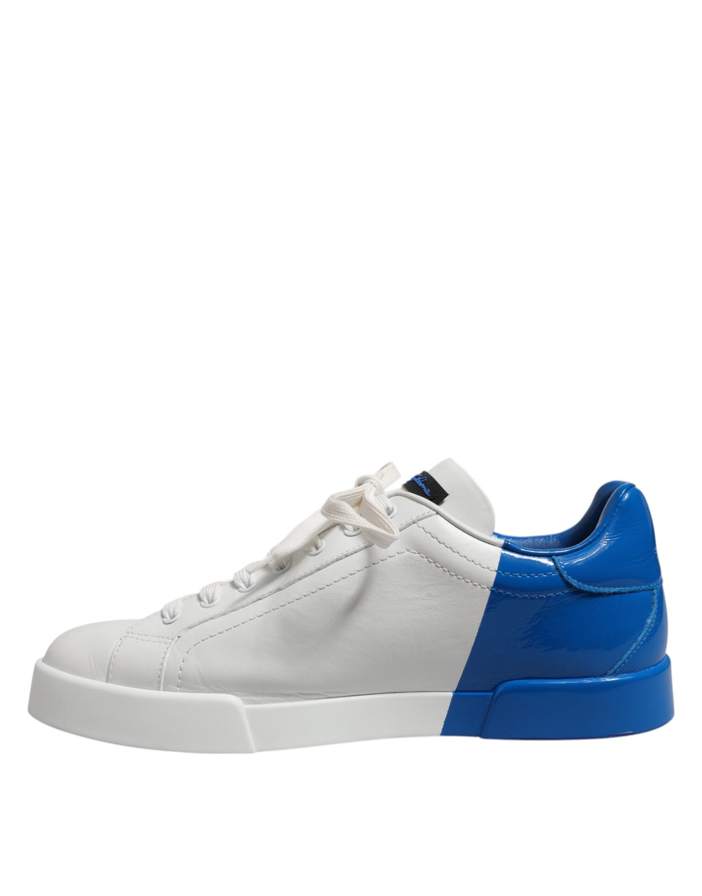 Dolce & Gabbana White Blue Low Top Leather Sneakers Shoes