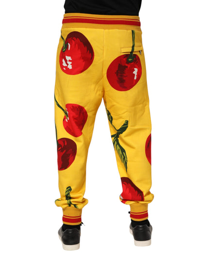Dolce & Gabbana Yellow Cherry Print Jogger Sweatpants Pants