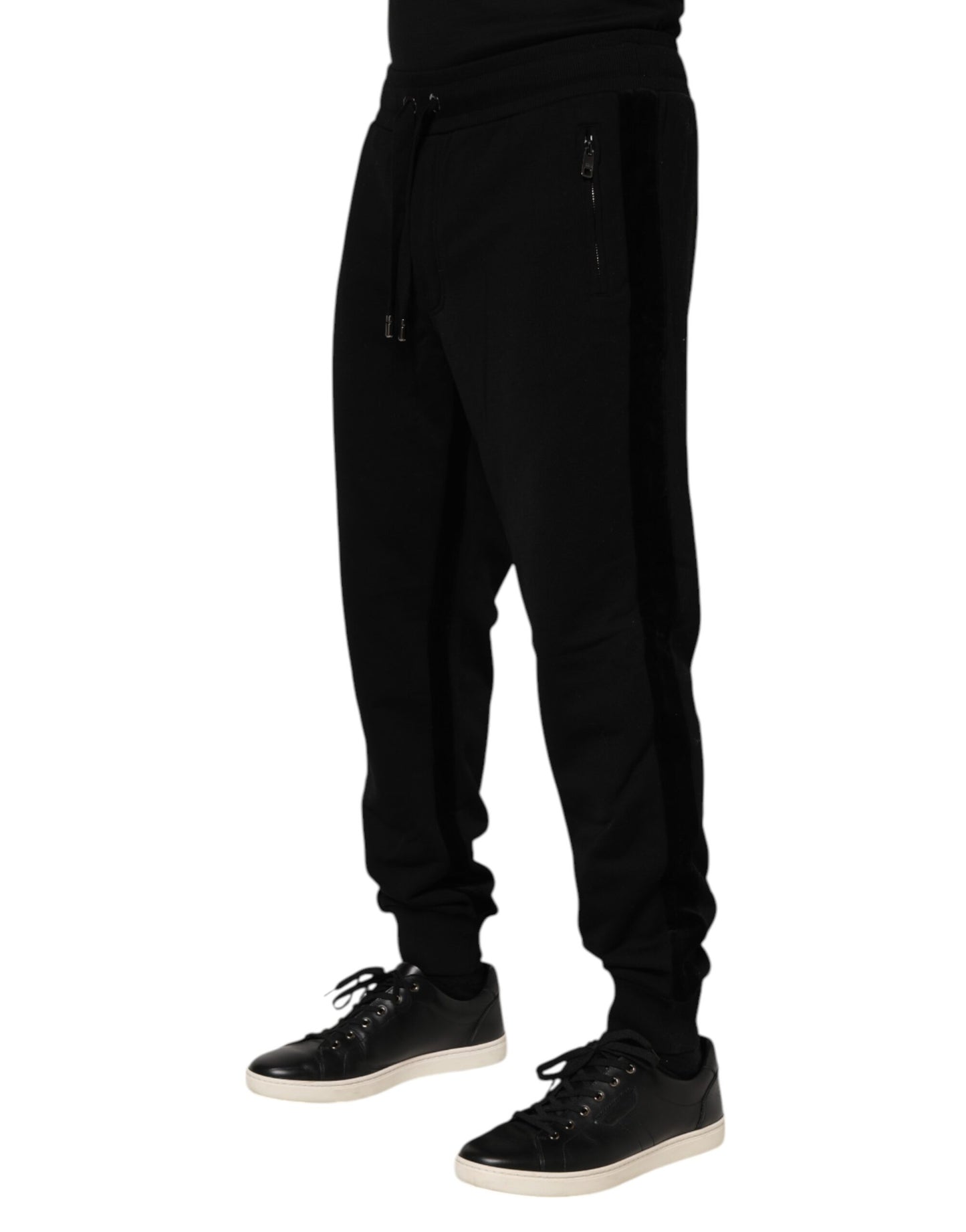 Dolce & Gabbana Black Cotton Men Jogger Sweatpants Pants