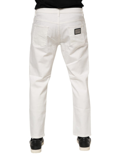 Dolce & Gabbana White Cotton Loose Men Denim Jeans