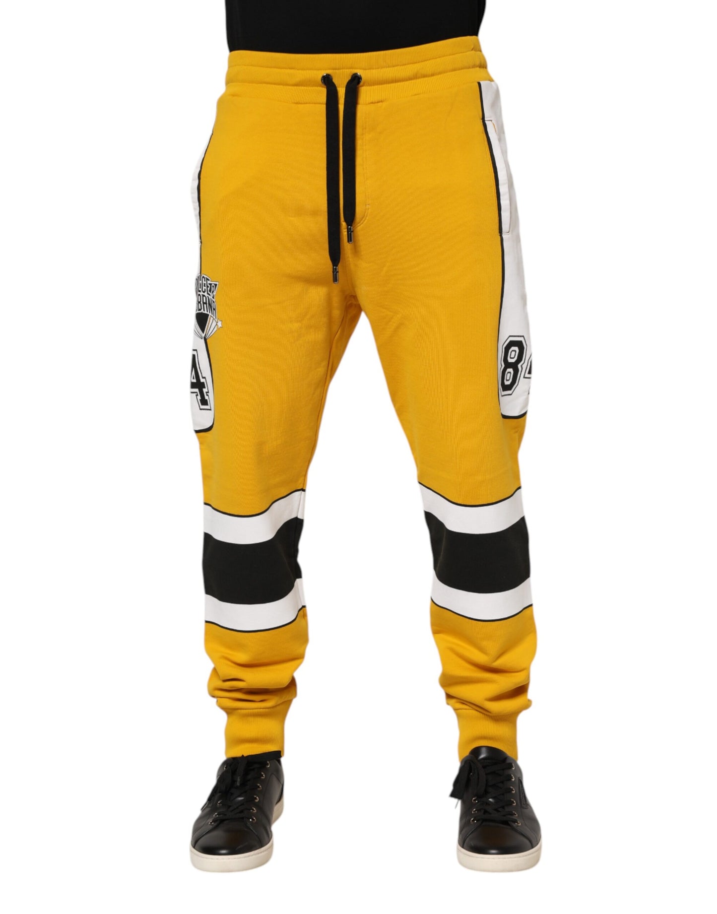 Dolce & Gabbana Yellow Cotton Drawstring Jogger Pants