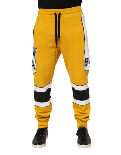 Dolce & Gabbana Yellow Printed Drawstring Jogger Pants