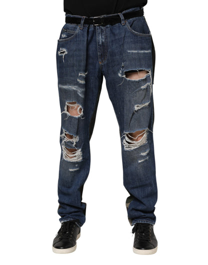 Dolce & Gabbana Blue Cotton Camouflage Denim Jeans