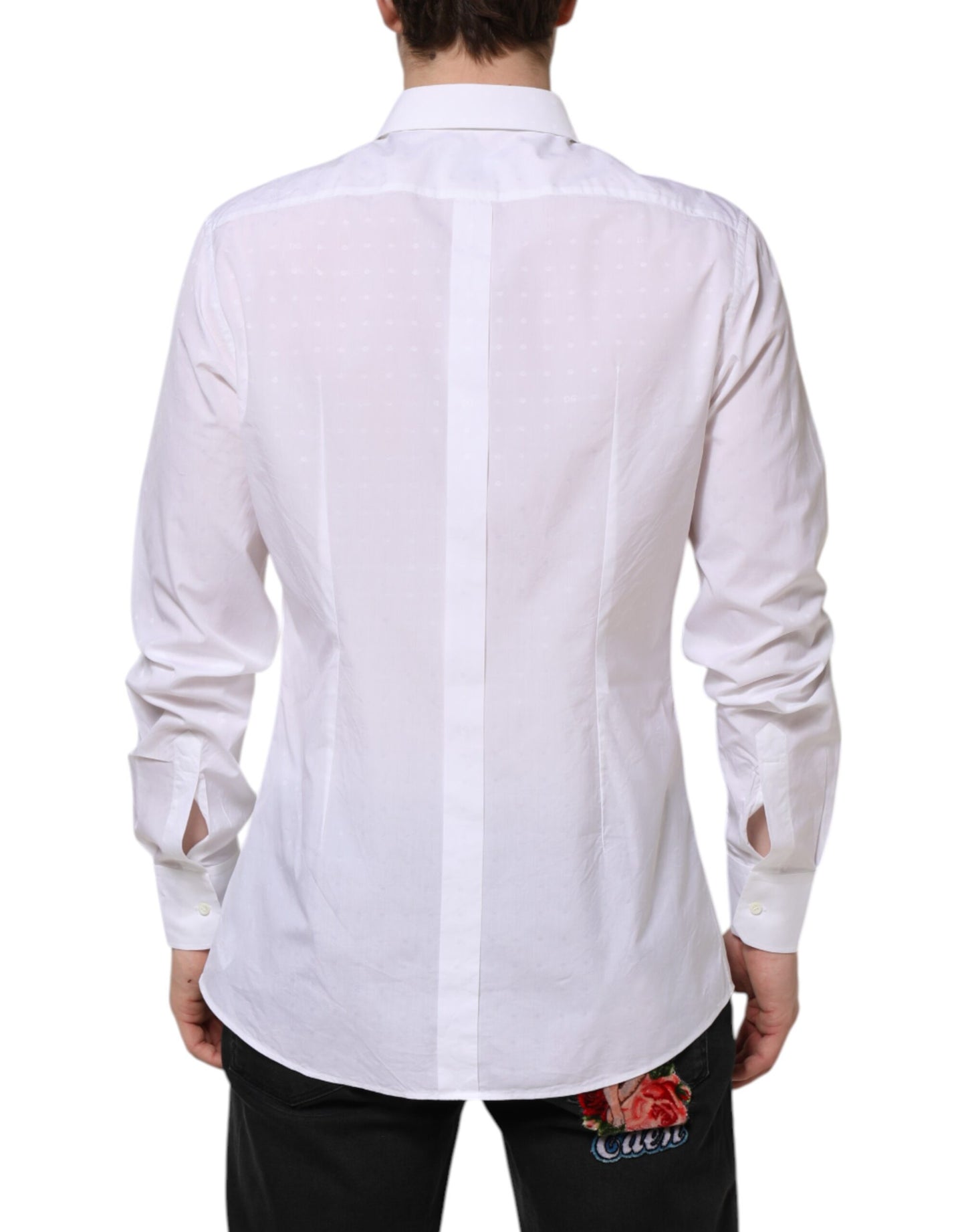 Dolce & Gabbana White Cotton GOLD Dress Formal Shirt
