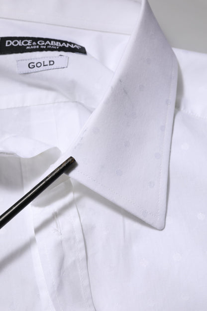 Dolce & Gabbana White Cotton GOLD Dress Formal Shirt
