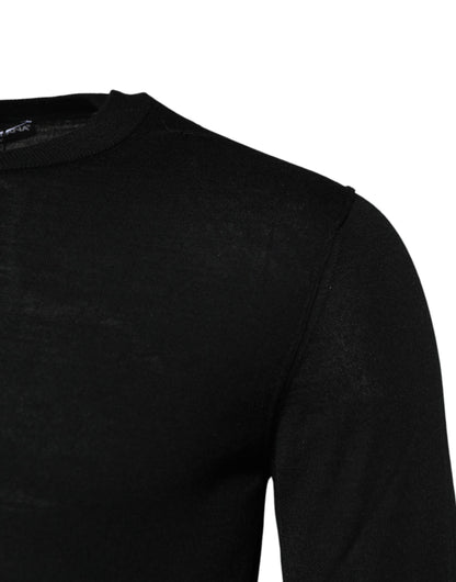 Dolce & Gabbana Black Cashmere Crew Neck Long Sleeves T-shirt