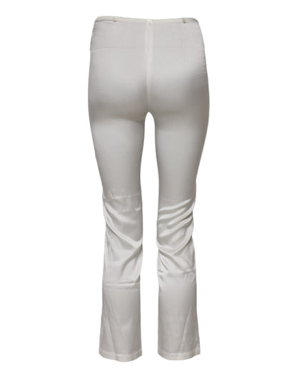 Dolce & Gabbana Ivory Silk Tapered High Waist Pants
