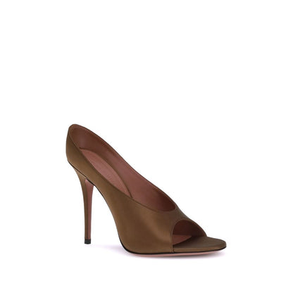 Amina Muaddi Brown Calf Leather Bos Taurus High Heel Pumps