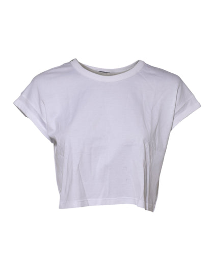 Dolce & Gabbana White Cotton Short Sleeves Cropped T-shirt