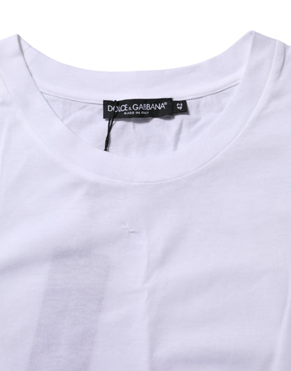 Dolce & Gabbana White Cotton Round Neck Short Sleeves T-shirt