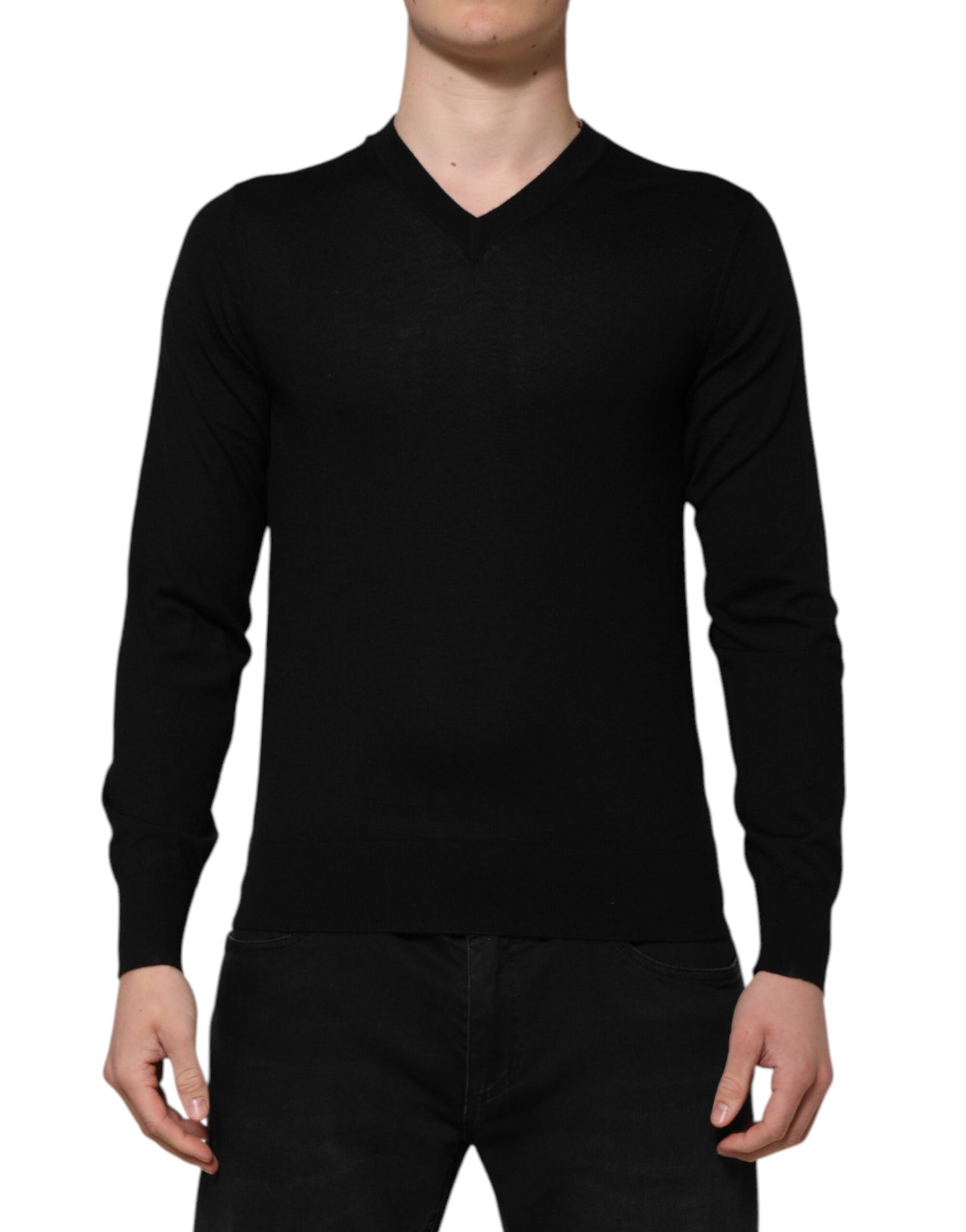 Dolce & Gabbana Black Cashmere Crewneck Men Pullover Sweater