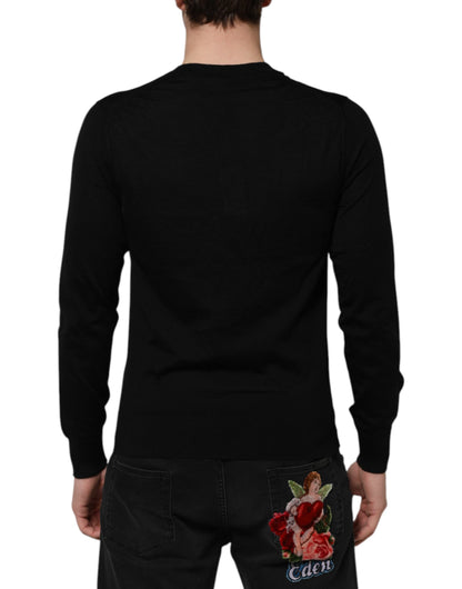 Dolce & Gabbana Black Cashmere Crewneck Men Pullover Sweater