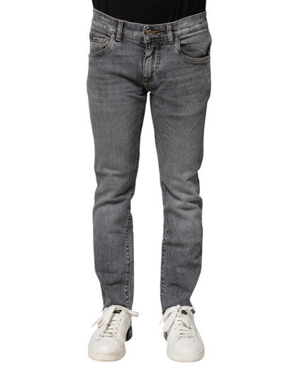 Dolce & Gabbana Gray Cotton Skinny Men Denim Trouser Jeans