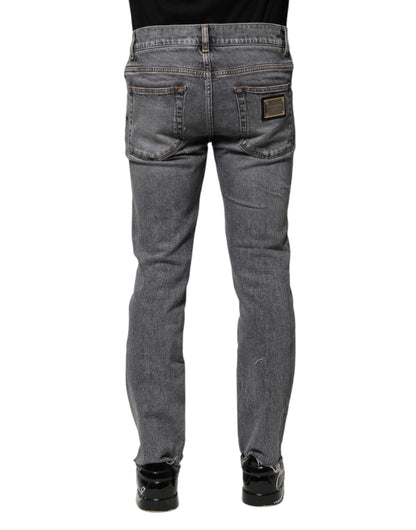 Dolce & Gabbana Gray Cotton Skinny Men Denim Trouser Jeans