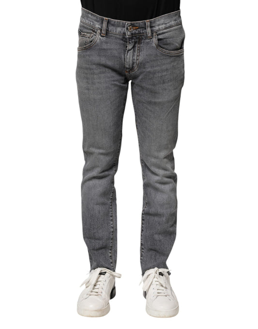 Dolce & Gabbana Gray Cotton Skinny Denim Trouser Jeans