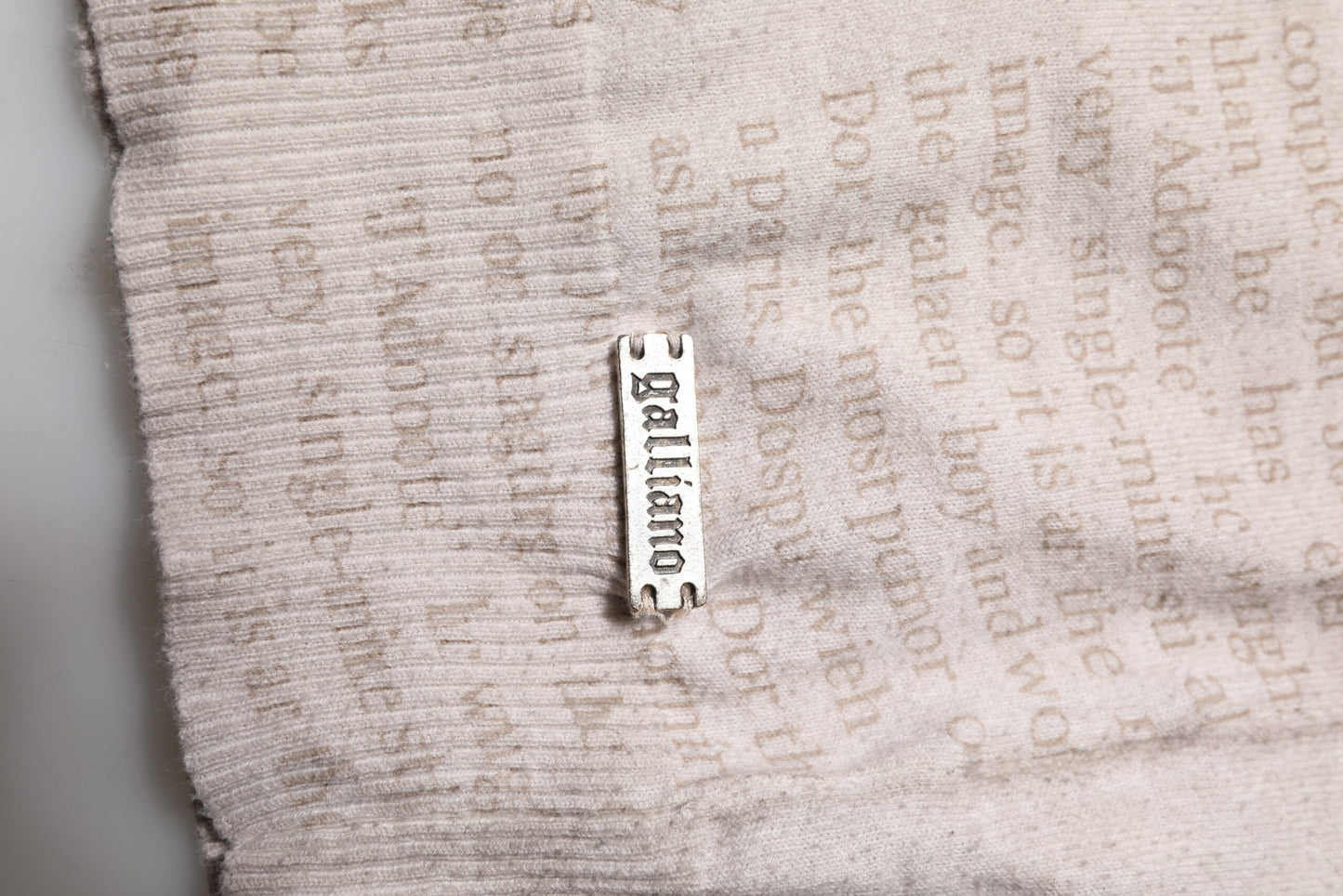 John Galliano Beige Printed Logo Roundneck Long Sleeves Men Sweater