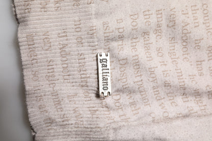 John Galliano Beige Printed Logo Roundneck Long Sleeves Men Sweater