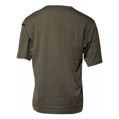 Dolce & Gabbana Army Green DG Love Cotton Crew Neck T-shirt