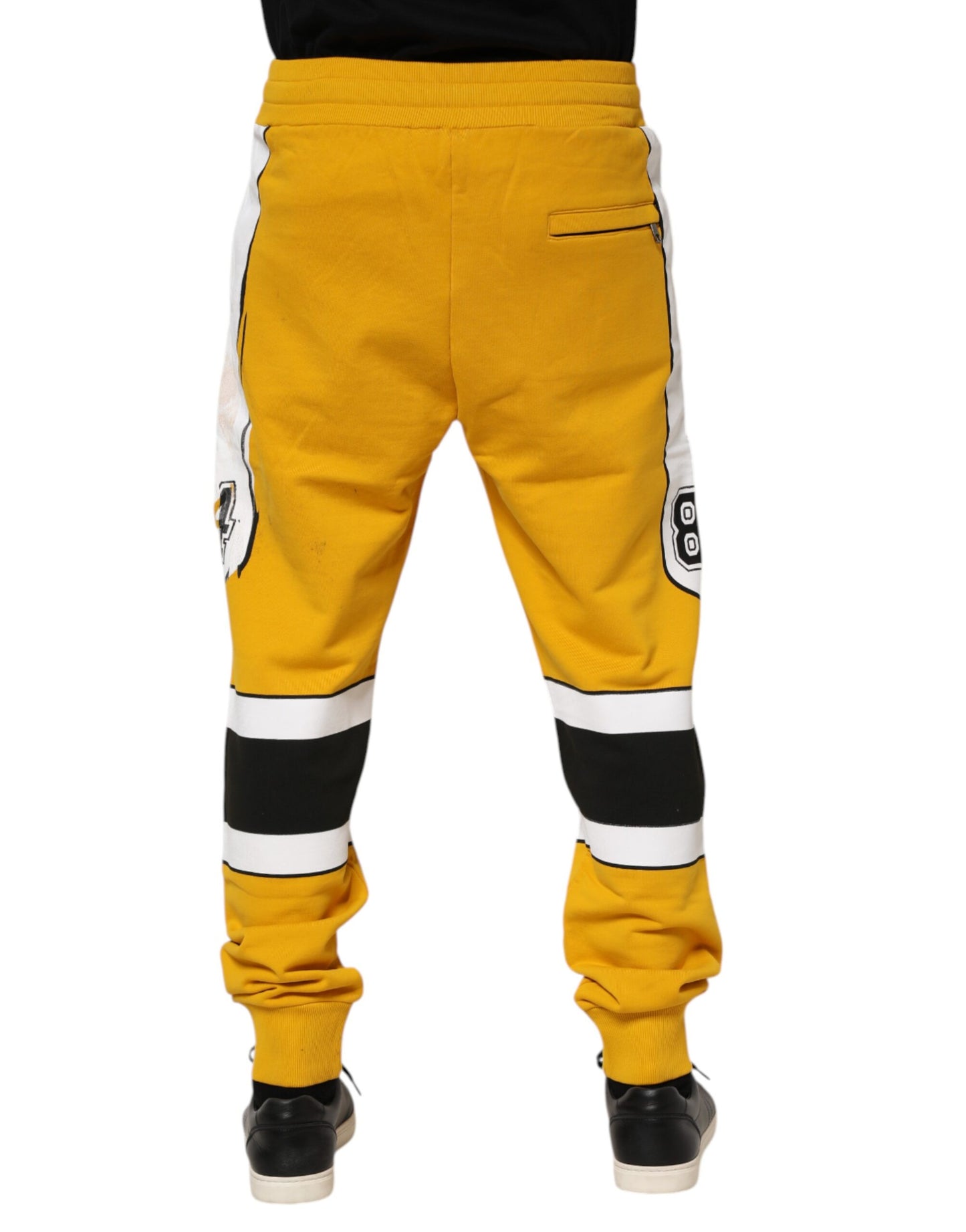 Dolce & Gabbana Yellow Cotton Printed Sweatpants Jogger Pants