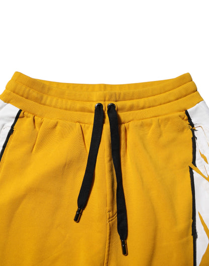 Dolce & Gabbana Yellow Cotton Printed Sweatpants Jogger Pants