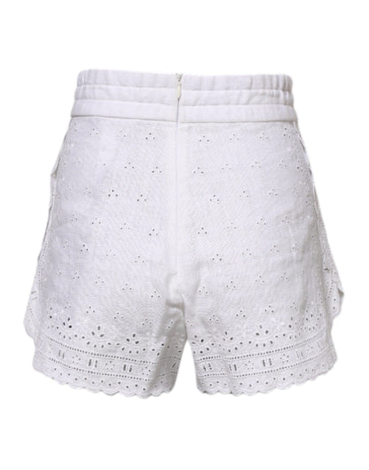 Dolce & Gabbana White Linen High Waisted Hot Pants Shorts