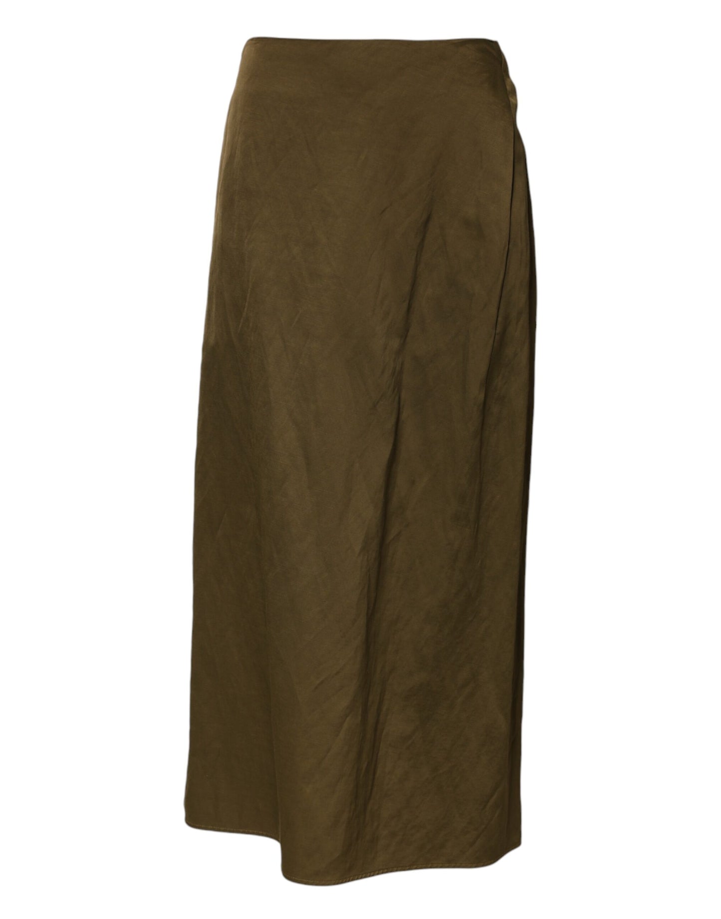 Jil Sander Olive Green Viscose A-line High Waist Midi Skirt