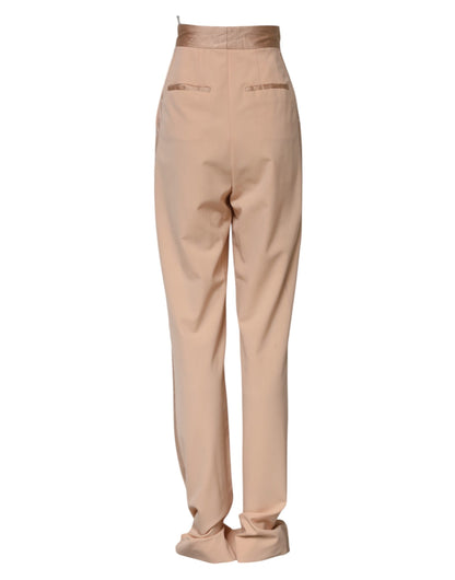 Dolce & Gabbana Beige Polyester Mid Waist Tapered Pants