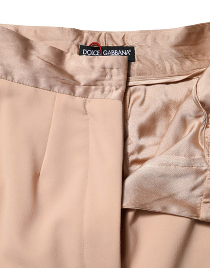 Dolce & Gabbana Beige Polyester Mid Waist Tapered Pants