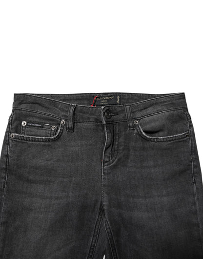 Dolce & Gabbana Black Cotton Low Waist Skinny Denim Jeans