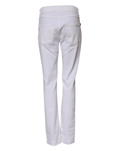 Dolce & Gabbana White Floral Embroidery GIRLY Denim Jeans