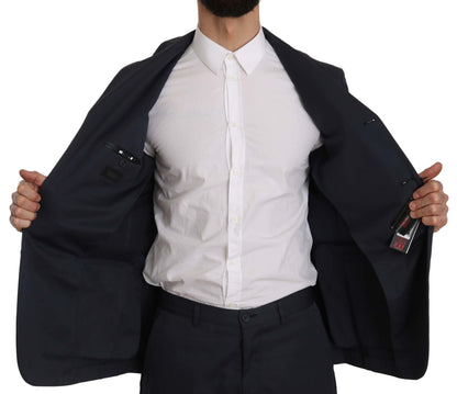 Romeo Gigli Two Piece 3 Button Cotton Blue Solid Suit