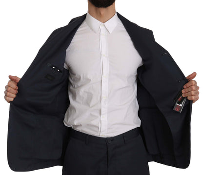 Romeo Gigli Two Piece 3 Button Cotton Blue Solid Suit