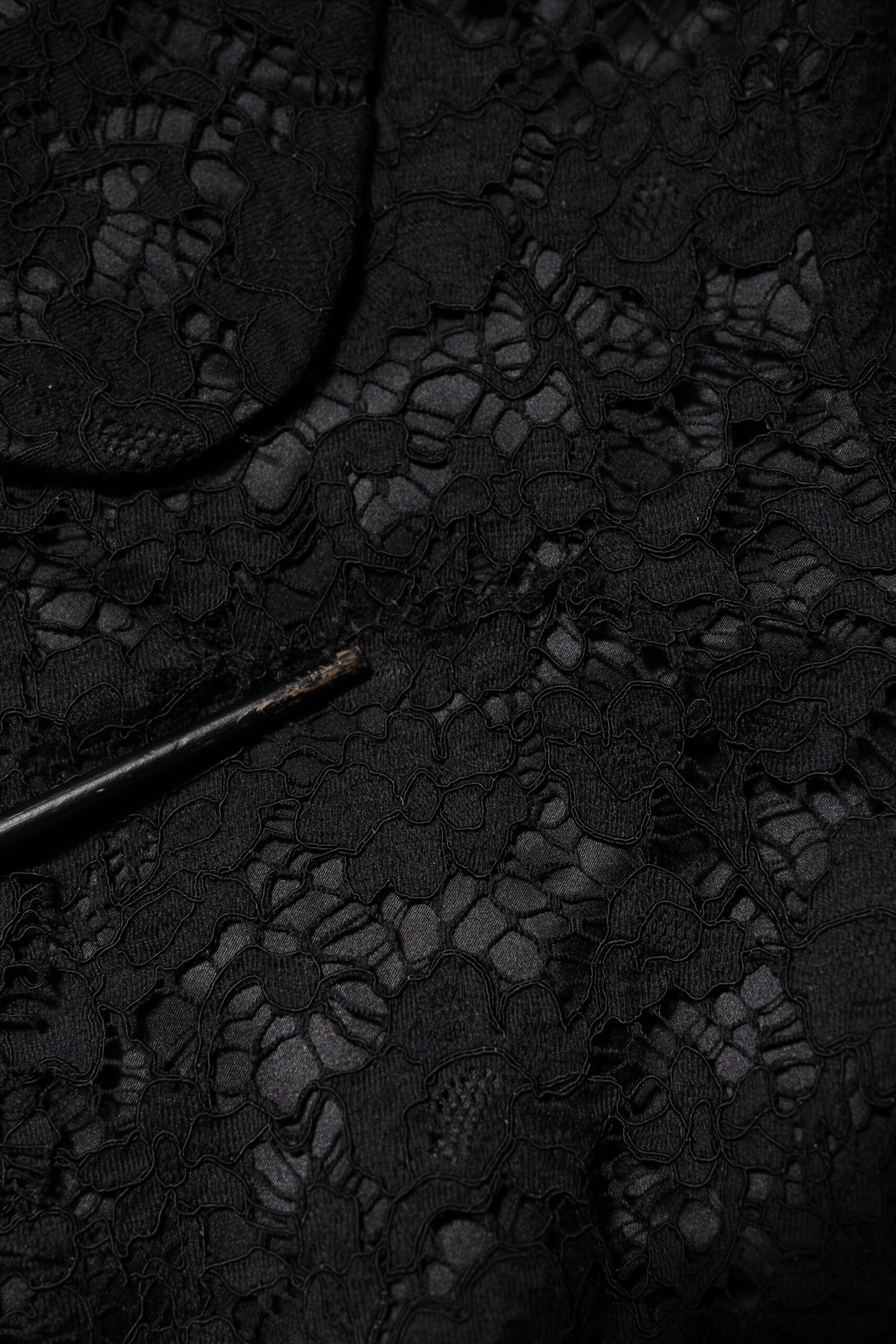 Dolce & Gabbana Black Floral Lace Cotton Collared Jacket