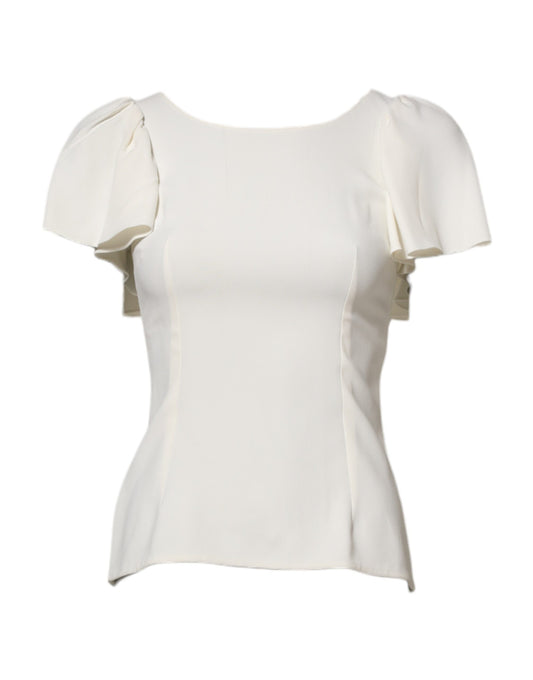 Dolce & Gabbana White Round Neck Short Sleeves Blouse Top