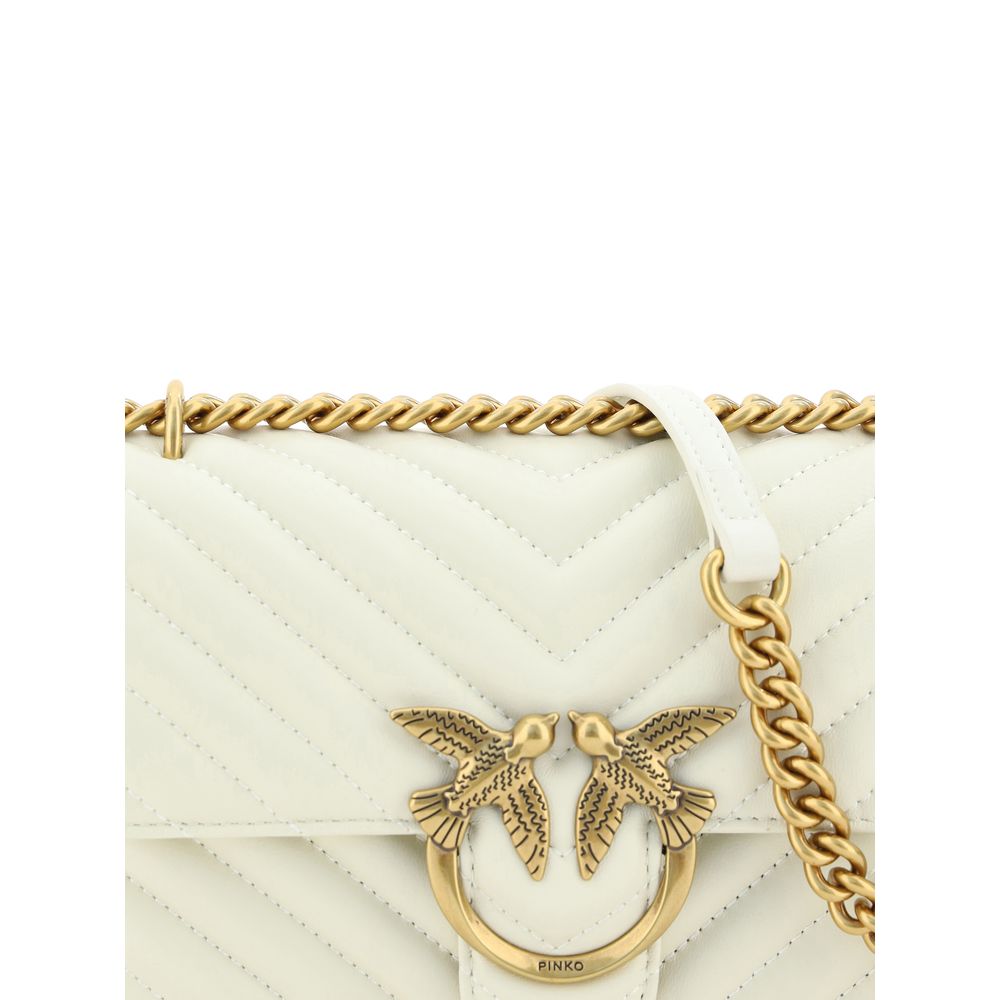 PINKO White Calf Leather Bos Taurus Shoulder Bag